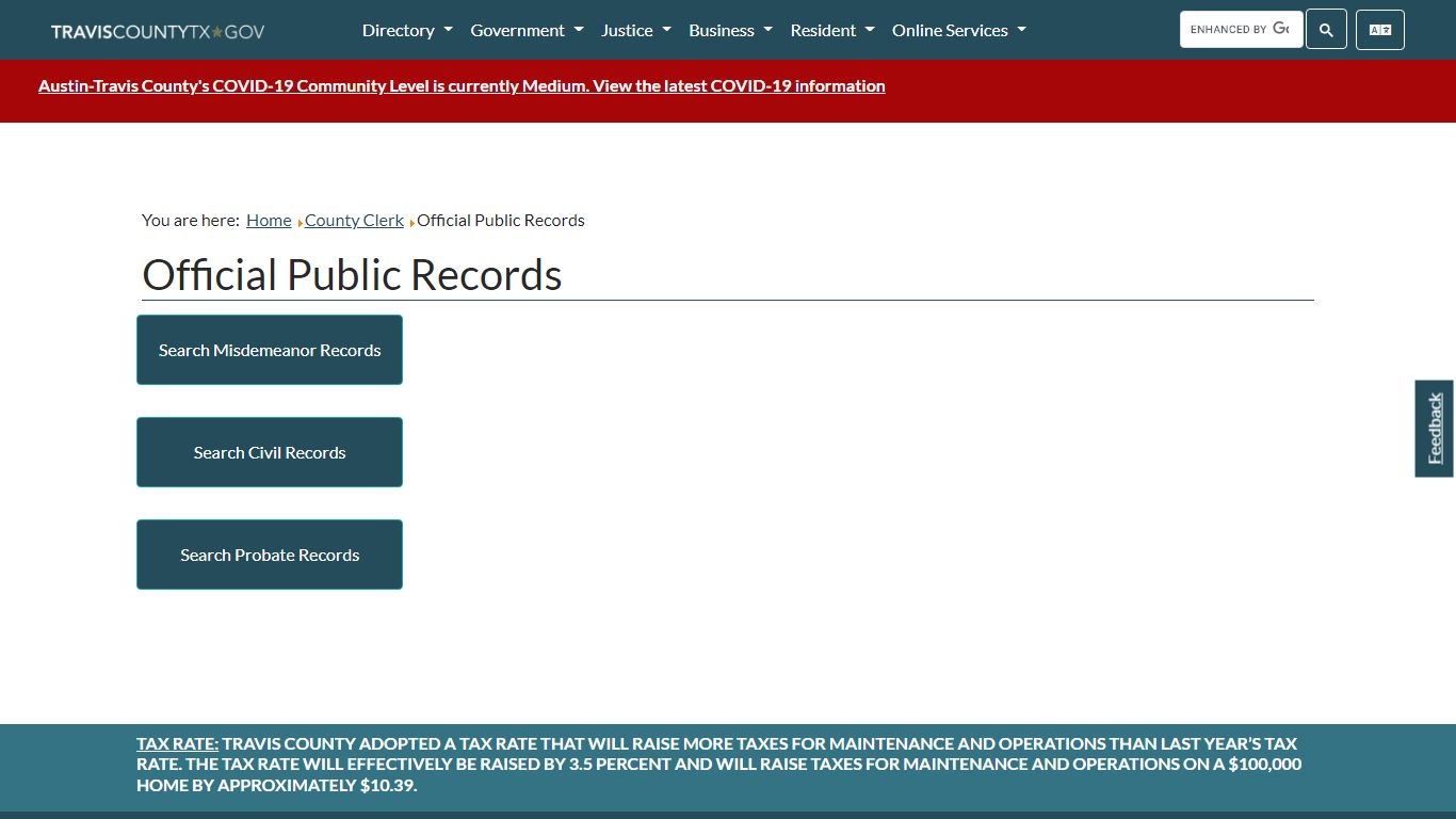 Official Public Records - Travis County, Texas
